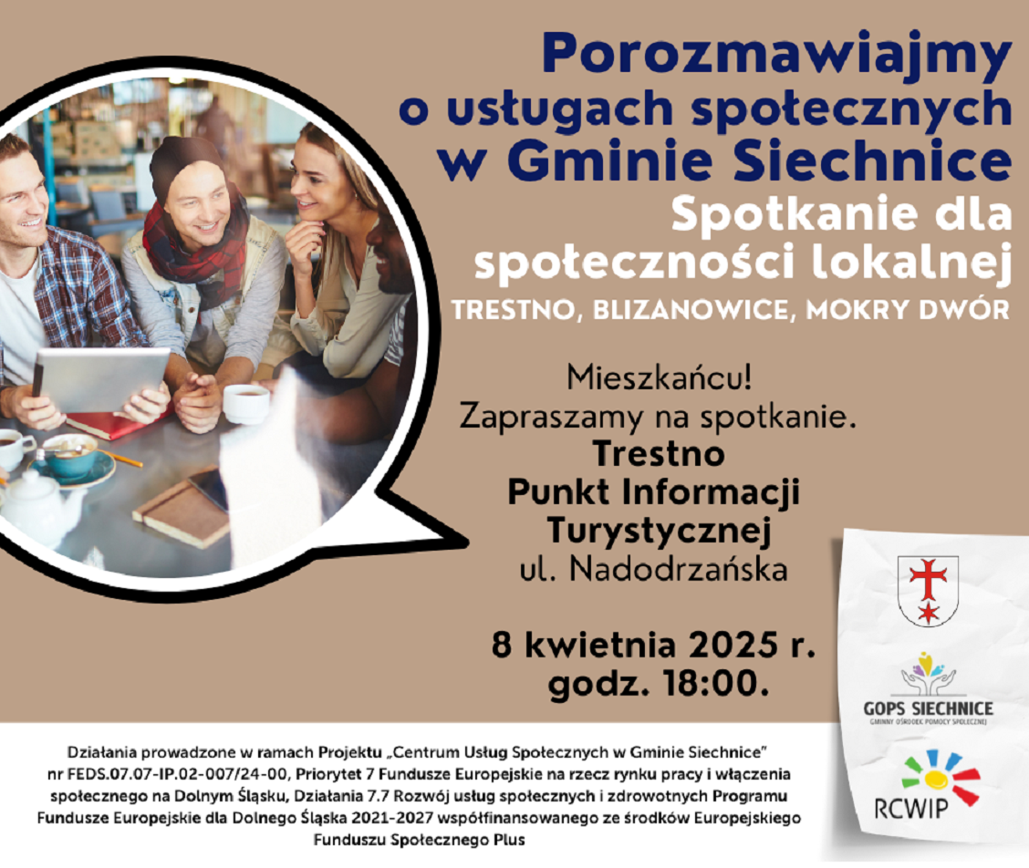 Plakat - zaproszenie na spotkanie społeczności lokalnych