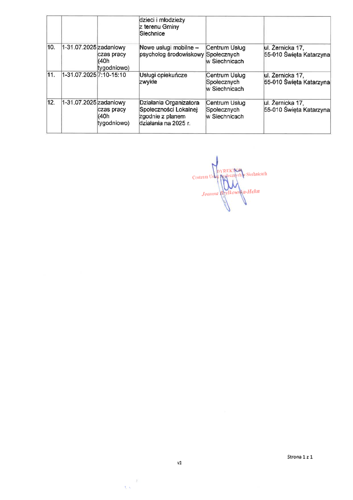 Harmonogram działań, dostępny równieżjako załącznik