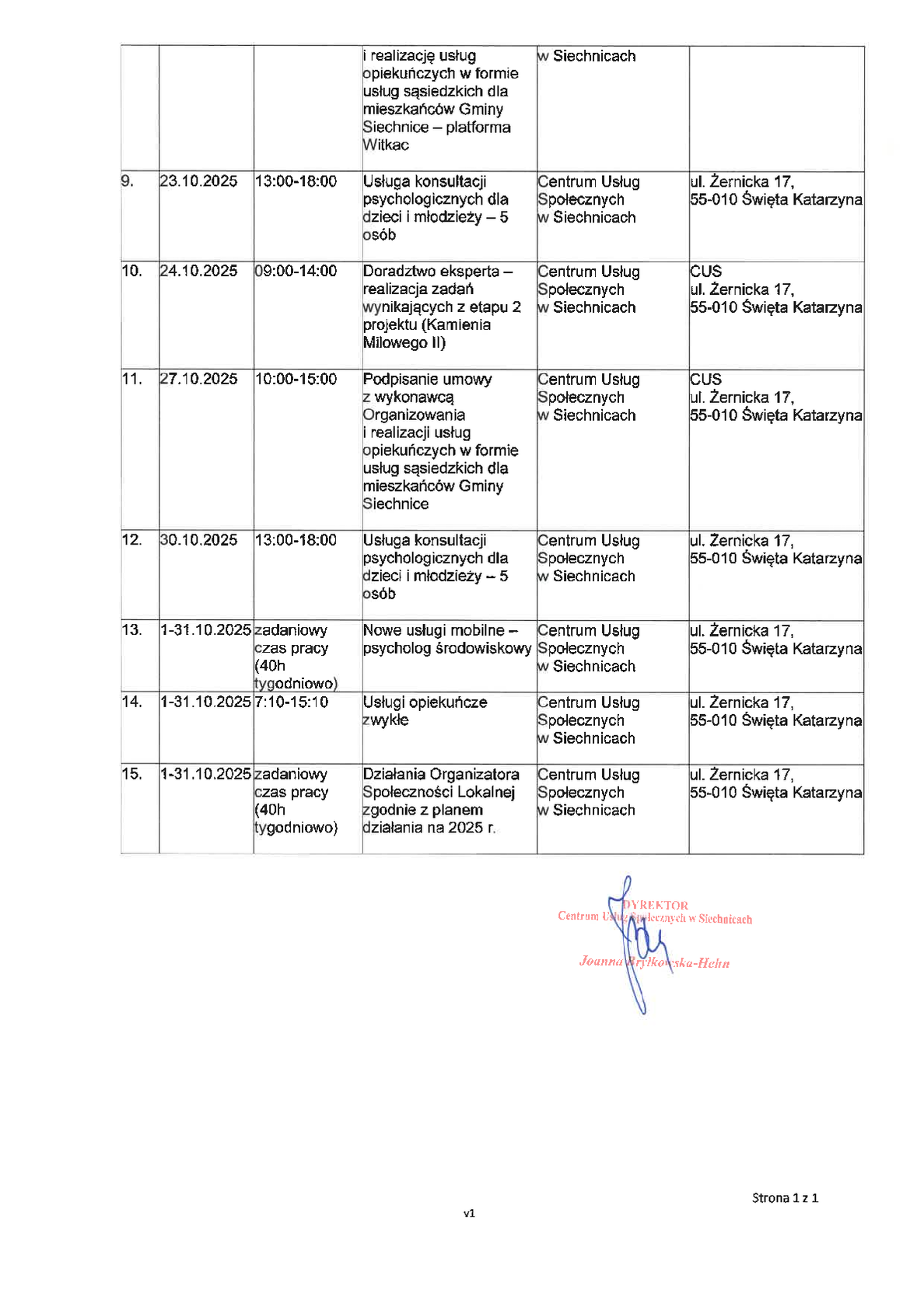 Harmonogram realizacji działań - dostępny również jako załącznik