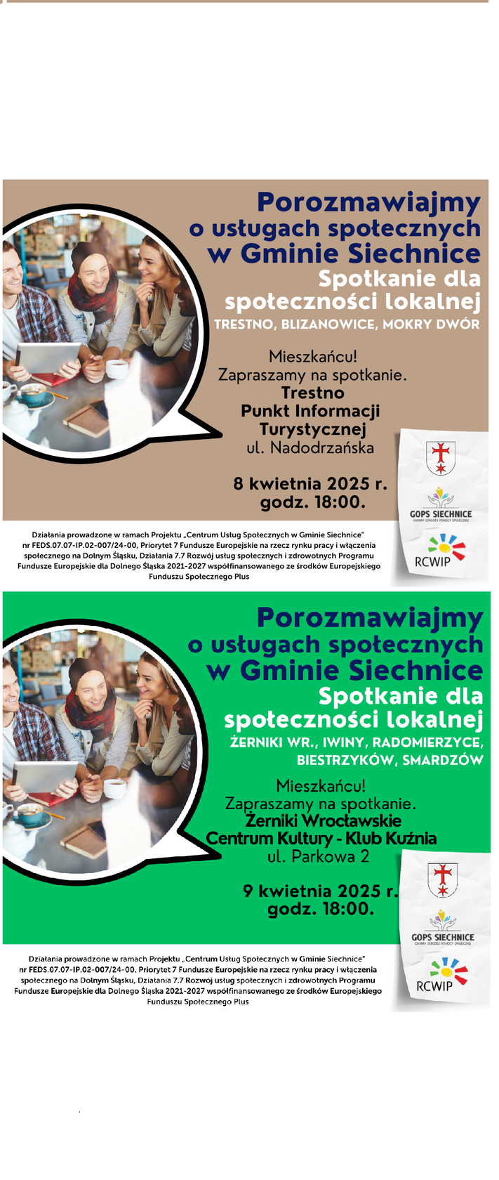 Spotkania z mieszkańcami zaplanowane w dniach 8-9 kwietnia 2025r. 