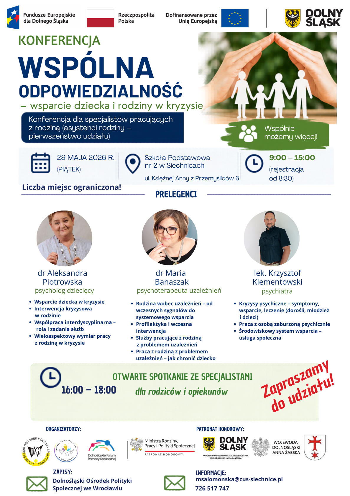 Aktualność: Konferencja - Wspólna odpowiedzialność – wsparcie dziecka i rodziny w kryzysie